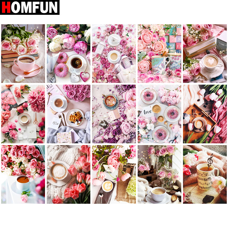 Embroidery Roll Pattern - HOMFUN-Full Broca Diamante Bordado, Cenário Flor,