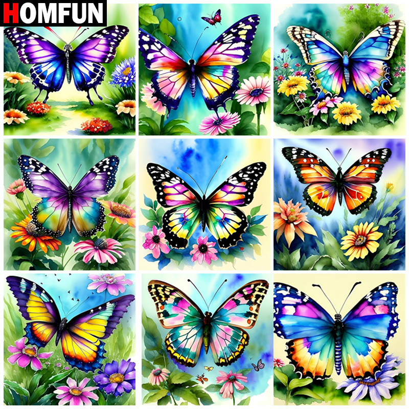 Embroidery Roll Pattern - Homfun pintura diamante quadrado completo/redondo diamante