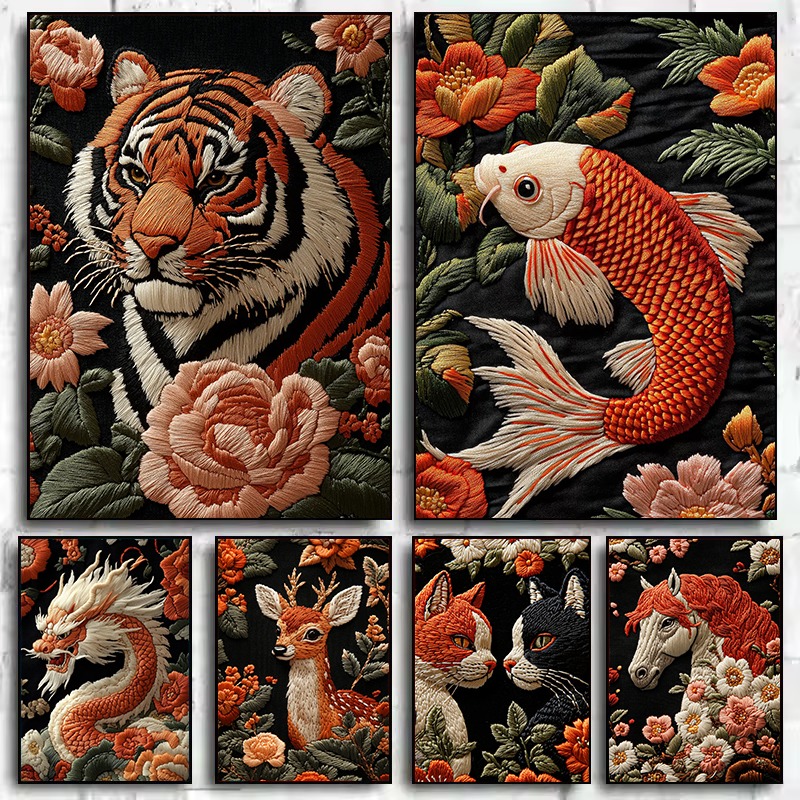 Embroidery Art - 1 peça de pôster de animais