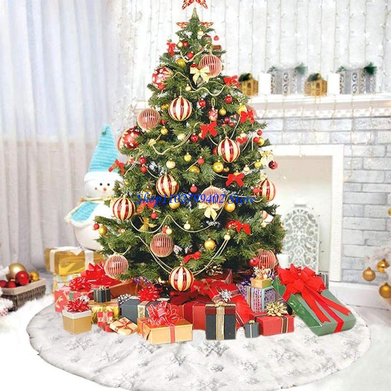 Embroidery Xmas Tree - 547f Gornamento saia árvore pelúcia branca