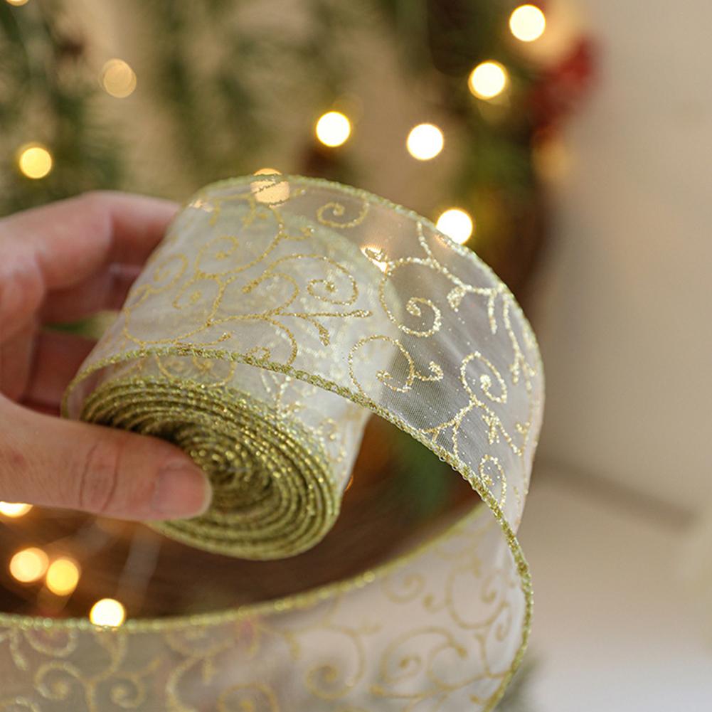 Fita de Organza Dourada com Gl - Embroidery Xmas Tree avaliação e preço