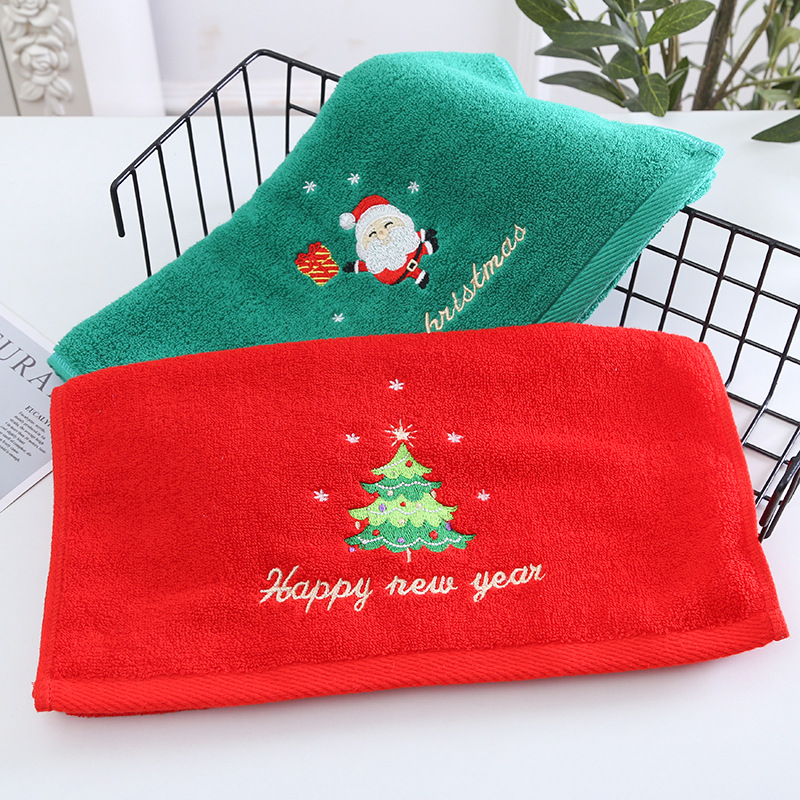 Coral Fleece Toalha De Banho,  - Embroidery Xmas Tree avaliação e preço