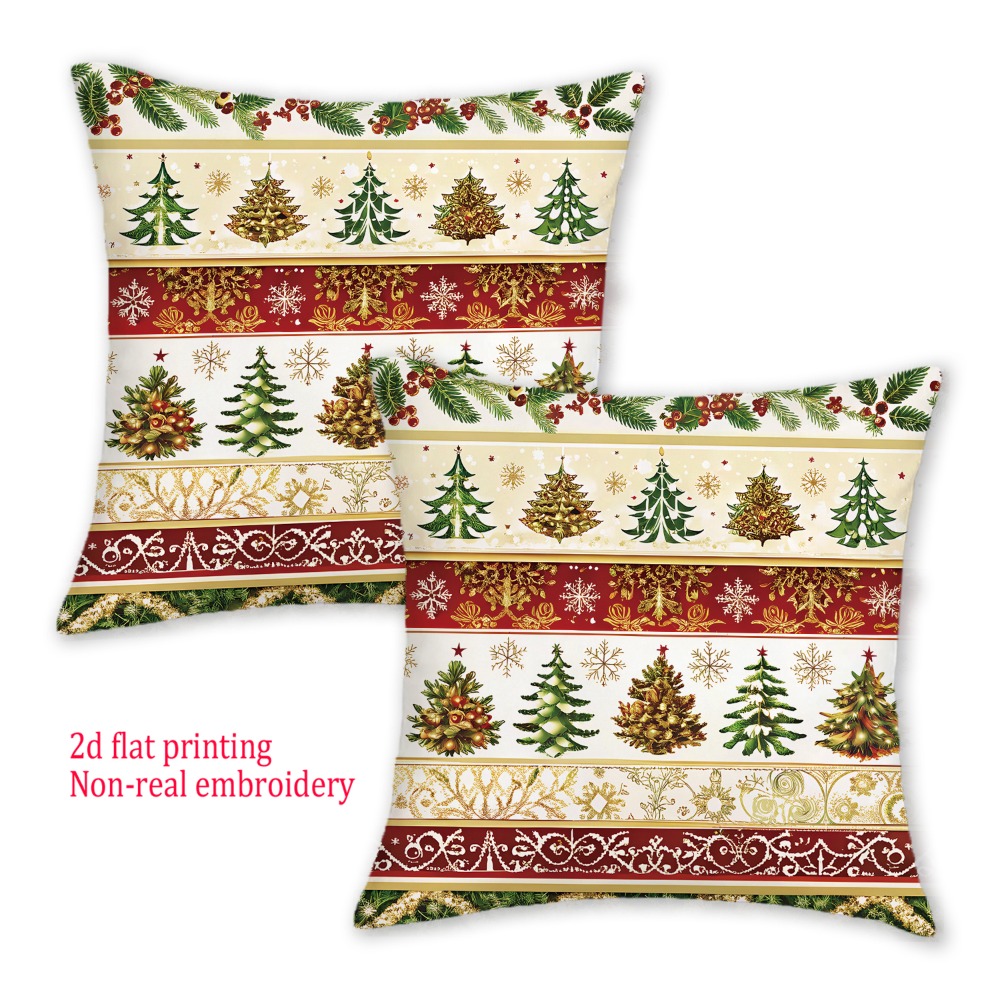 2 peças, capas de almofada pla - Embroidery Xmas Tree avaliação e preço