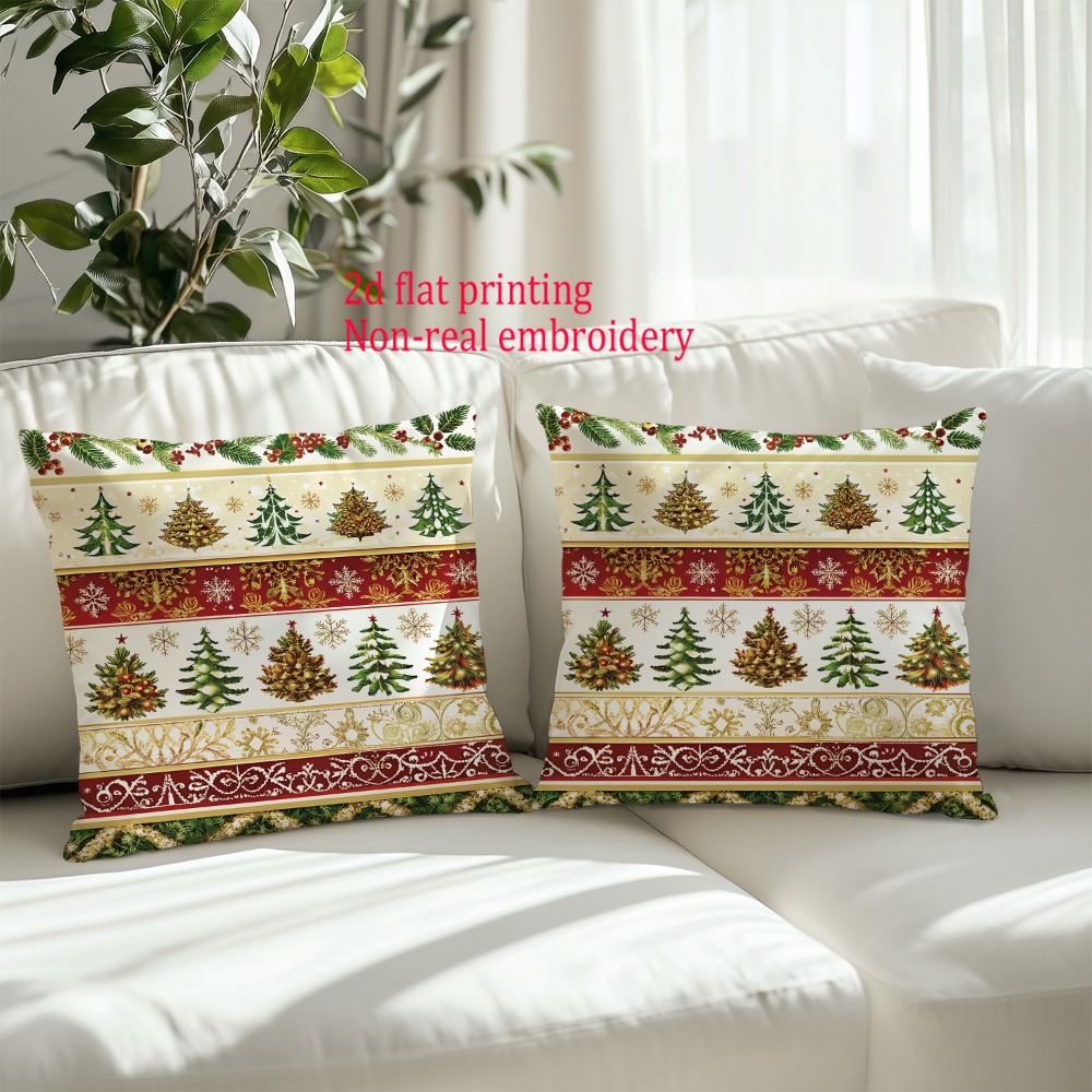 2 peças, capas de almofada pla - Embroidery Xmas Tree avaliação e preço