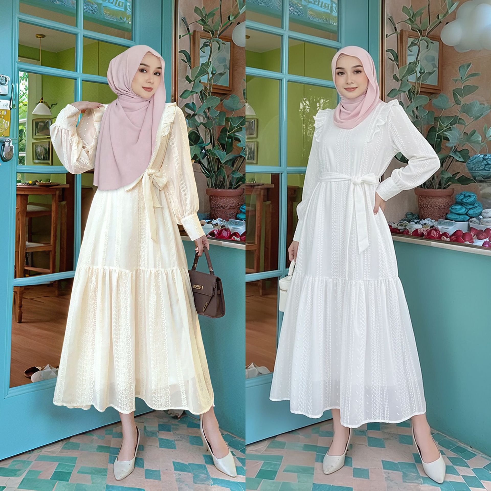 Saia midi feminina muçulmana d - Embroidery In Indonesia avaliação e preço