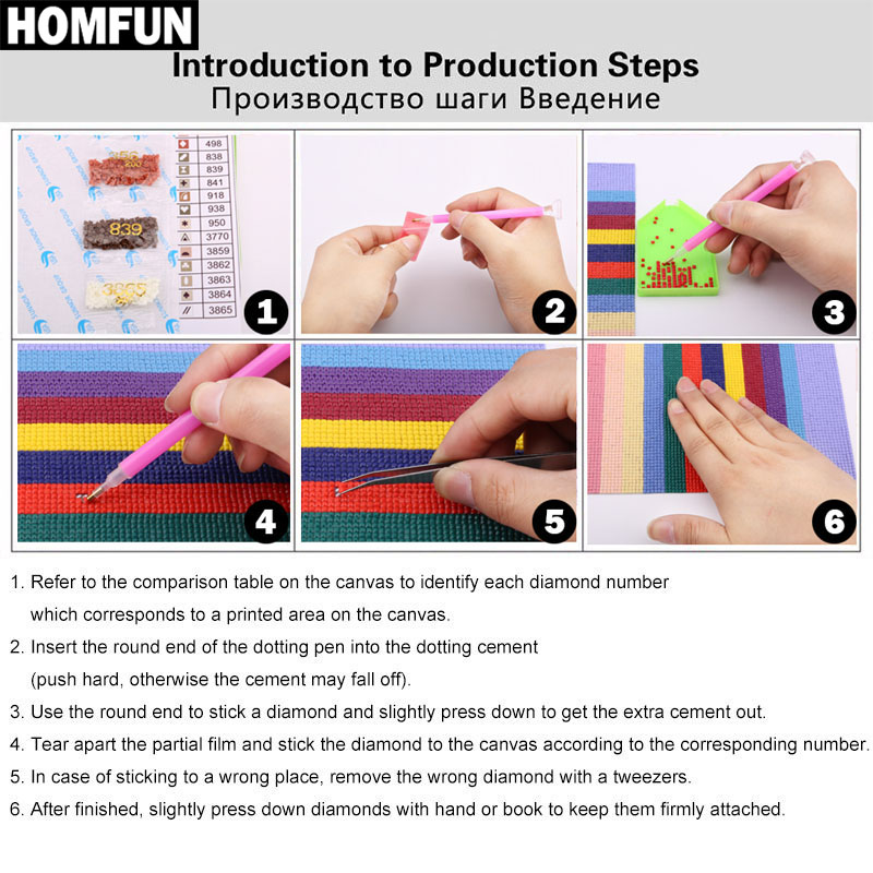 Homfun pintura diamante quadra - Embroidery Roll Pattern avaliação e preço