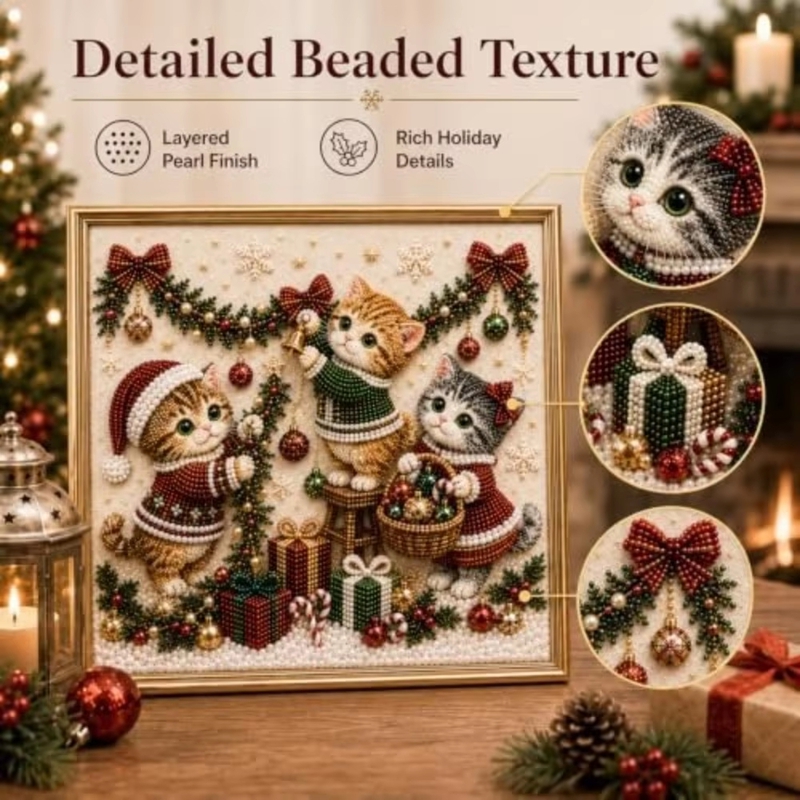 Kit de Arte de Gatinho de Nata - Embroidery Xmas Tree avaliação e preço