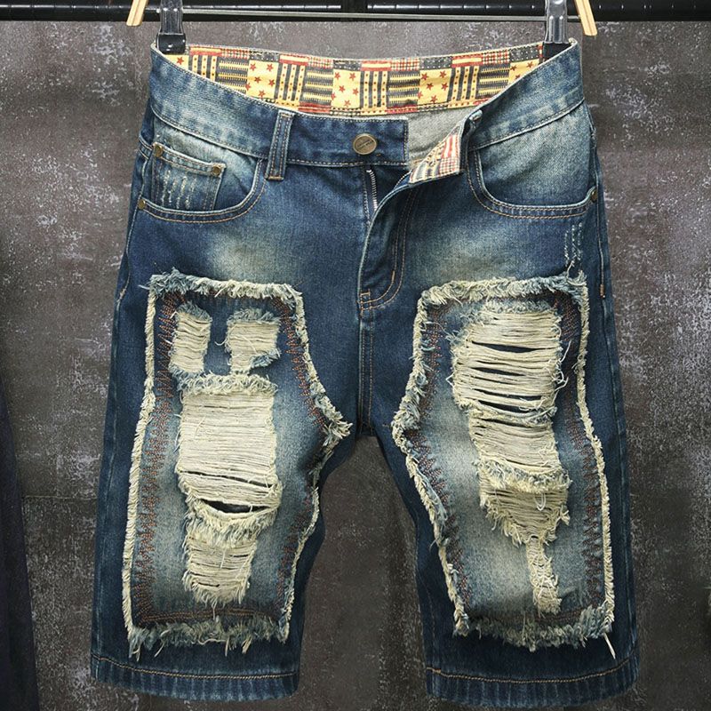 Novos shorts jeans masculinos  - Embroidery Patch avaliação e preço