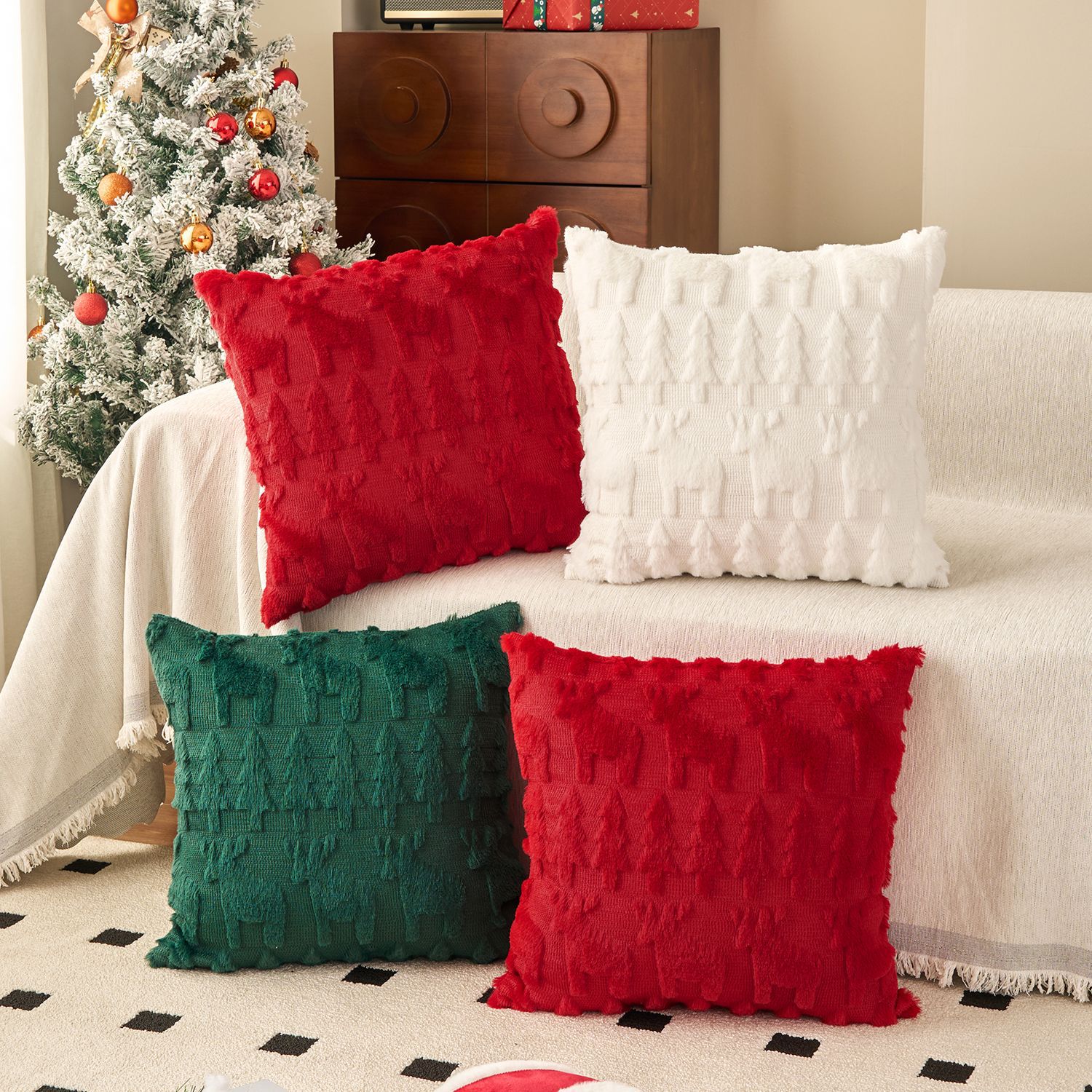 Conjunto de capa de almofada d - Embroidery Xmas Tree avaliação e preço